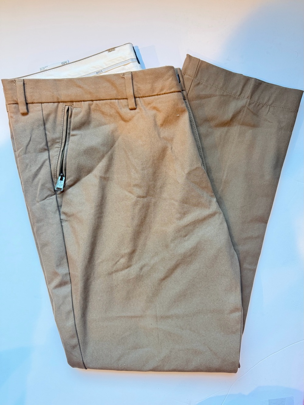 Boss Men's Stretch Travel Trousers Khaki/Beige Size 36R